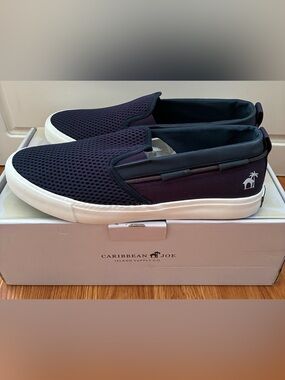 Caribbean Joe Men’s Slip-On Mesh Sneaker in Navy and White